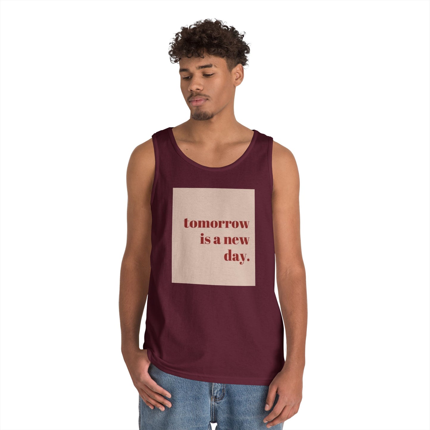 Inspirational Unisex Heavy Cotton Tank Top - 'Tomorrow is a New Day'