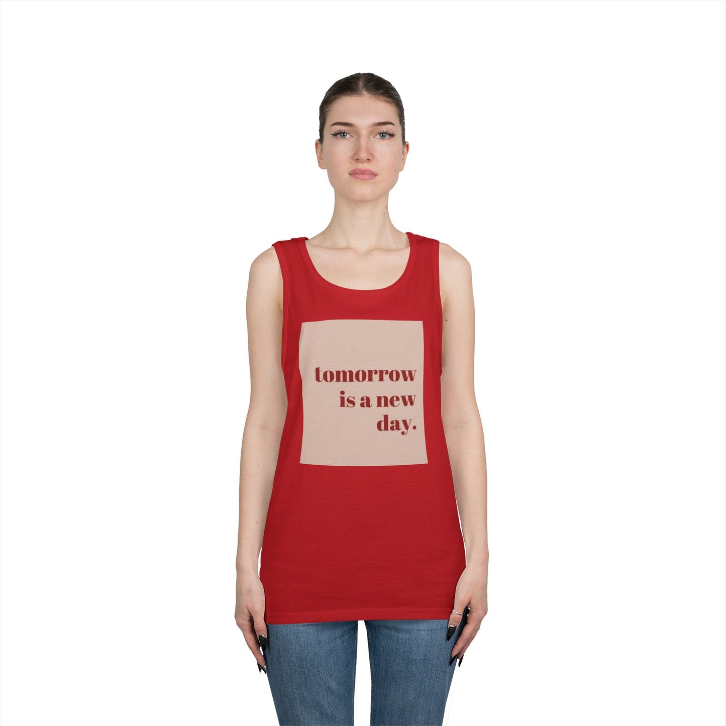 Inspirational Unisex Heavy Cotton Tank Top - 'Tomorrow is a New Day'