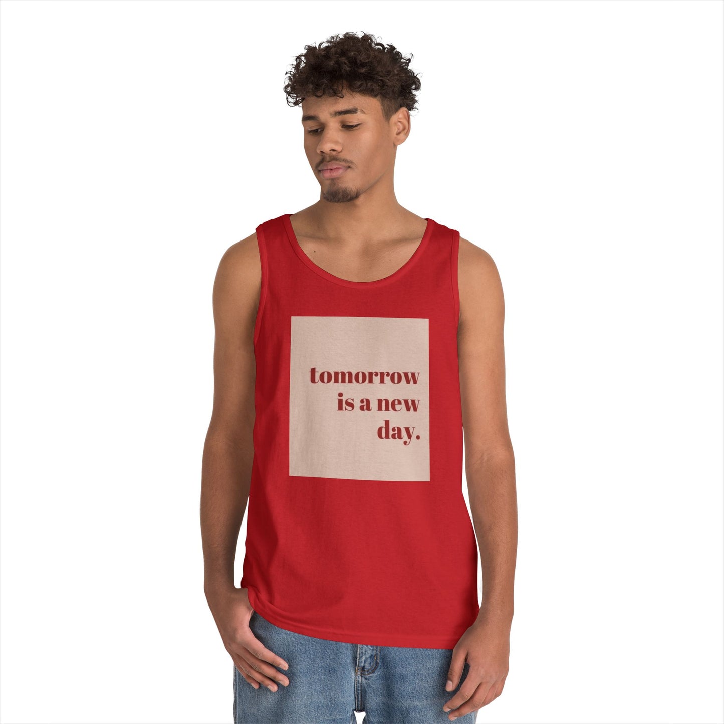 Inspirational Unisex Heavy Cotton Tank Top - 'Tomorrow is a New Day'